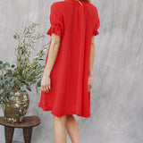 ANTIBES puff sleeve caftan in lightweight gauze - lipstick