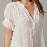 ANTIBES puff sleeve caftan in lightweight gauze - white