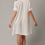 ANTIBES puff sleeve caftan in lightweight gauze - white