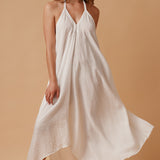 BONDI BEACH V-neck halter dress in naked - white