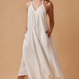 BONDI BEACH V-neck halter dress in naked - white