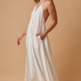 BONDI BEACH V-neck halter dress in naked - white