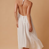 BONDI BEACH V-neck halter dress in naked - white