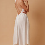 BONDI BEACH V-neck halter dress in naked - white