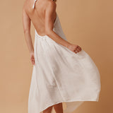 BONDI BEACH V-neck halter dress in naked - white