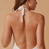 BONDI BEACH V-neck halter dress in naked - white