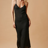 CARMEL slip dress in naked - black
