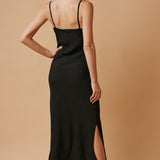CARMEL slip dress in naked - black