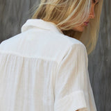ENCINITAS top in lightweight gauze - white