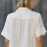 ENCINITAS top in lightweight gauze - white