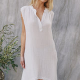 FEZ sleeveless caftan in lightweight gauze - white