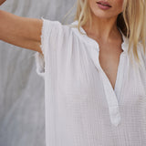 FEZ sleeveless caftan in lightweight gauze - white