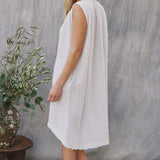 FEZ sleeveless caftan in lightweight gauze - white