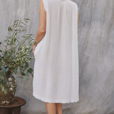 FEZ sleeveless caftan in lightweight gauze - white