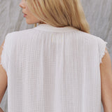 FEZ sleeveless caftan in lightweight gauze - white