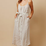 MAJORCA button down maxi in linen - natural