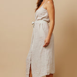 MAJORCA button down maxi in linen - natural