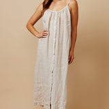 MAJORCA button down maxi in linen - natural