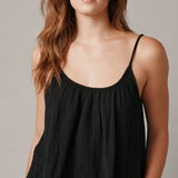 PLAYA tank top in lightweight gauze - black