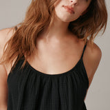 PLAYA tank top in lightweight gauze - black