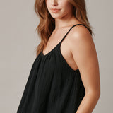 PLAYA tank top in lightweight gauze - black