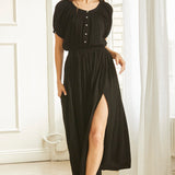 SARDINIA midi skirt in double gauze - black