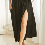 SARDINIA midi skirt in double gauze - black