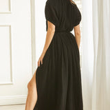 SARDINIA midi skirt in double gauze - black
