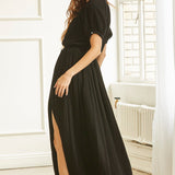 SARDINIA midi skirt in double gauze - black