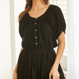 SARDINIA midi skirt in double gauze - black