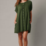 SIFNOS puff sleeve button down mini - moss