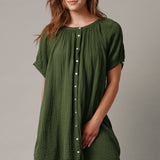 SIFNOS puff sleeve button down mini - moss
