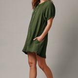 SIFNOS puff sleeve button down mini - moss