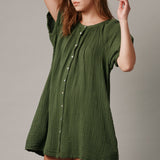 SIFNOS puff sleeve button down mini - moss