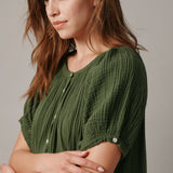 SIFNOS puff sleeve button down mini - moss