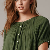SIFNOS puff sleeve button down mini - moss