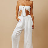 THE PINES beach pant in double gauze - white