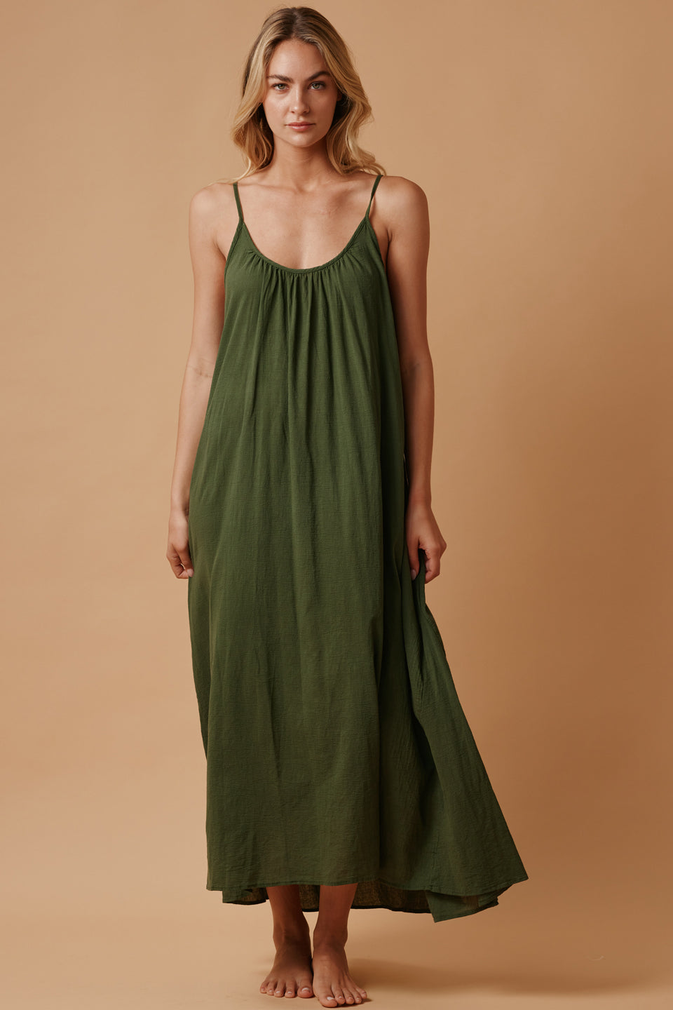Low Back Maxi Dress - TULUM - Moss – 9seed