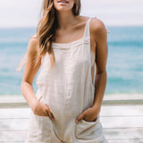 UBUD overall shorts in linen - white