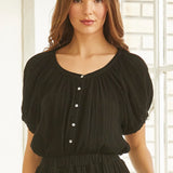 MONTECITO top in lightweight gauze - black