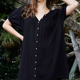 SIFNOS puff sleeve button down mini - black