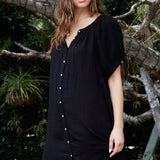 SIFNOS puff sleeve button down mini - black