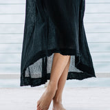 TUNISIA short sleeve caftan in lightweight gauze - black