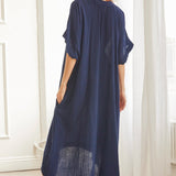 TUNISIA short sleeve caftan in lightweight gauze - pacific
