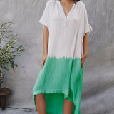 TUNISIA short sleeve caftan in lightweight gauze - grass is greener tie dye