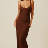 CARMEL slip dress in naked - chocolate