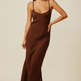 CARMEL slip dress in naked - chocolate