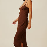 CARMEL slip dress in naked - chocolate