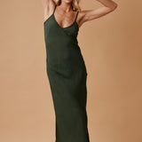 CARMEL slip dress in naked - moss