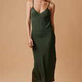 CARMEL slip dress in naked - moss